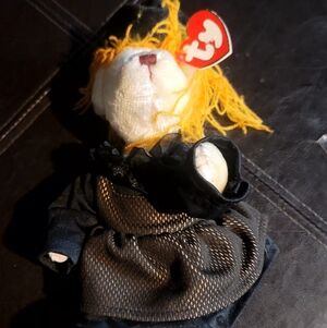 Ty Plush Bear in Black and Gold Attire